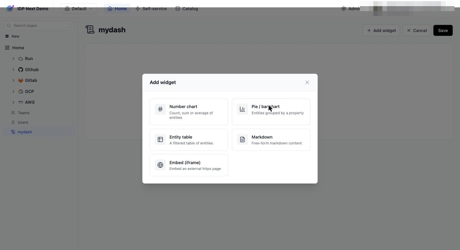 Add widget dialog