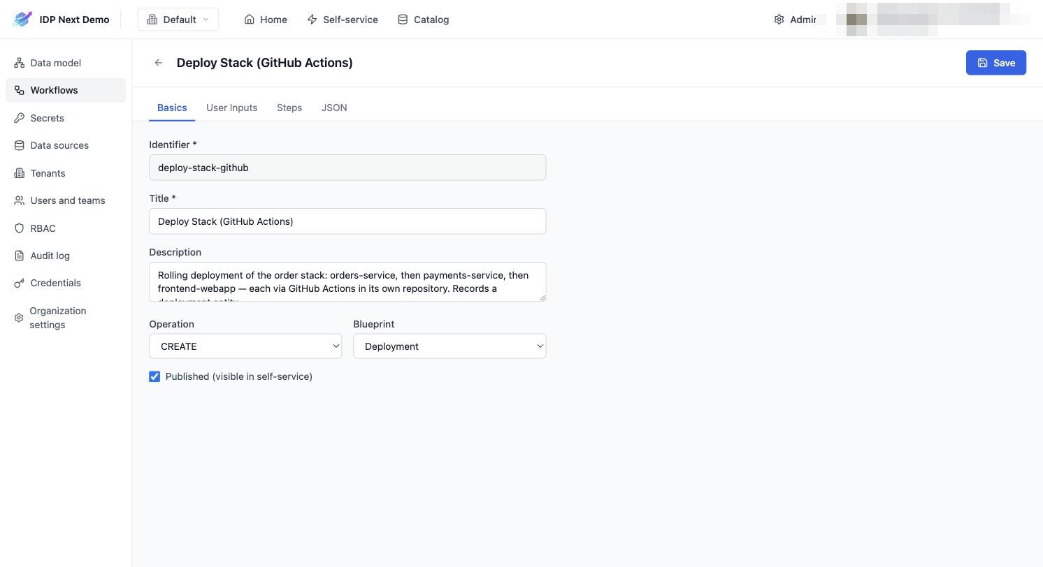 Workflow editor — Basics tab
